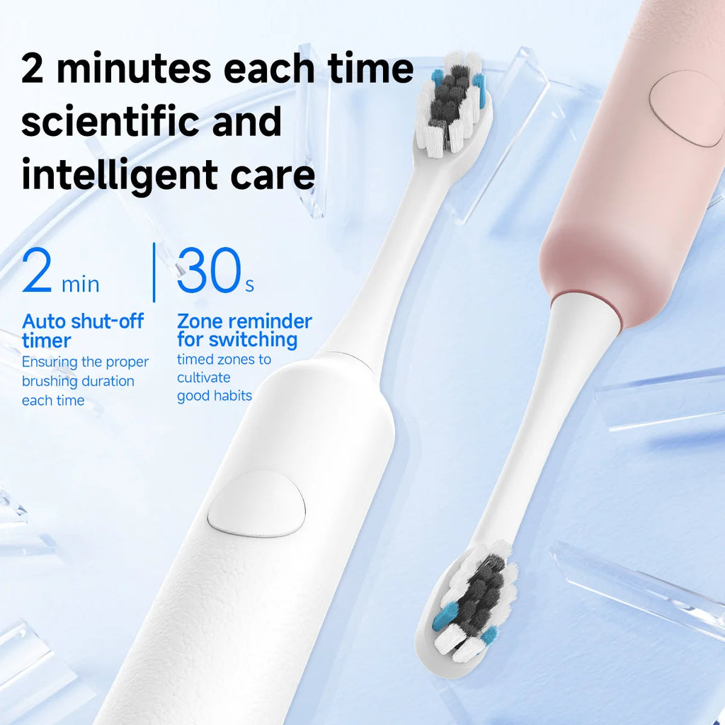 DOCOLAB Sweeping Vibration Sonic Electric Toothbrush 1 Pack Rechargeable Toothbrushes with 6 Heads IPX7 Waterproof Whitening