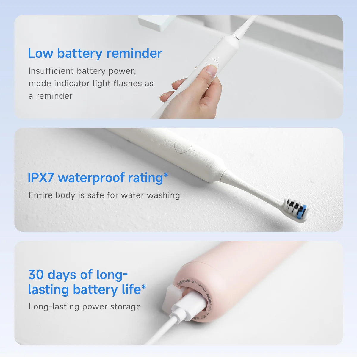 DOCOLAB Sweeping Vibration Sonic Electric Toothbrush 1 Pack Rechargeable Toothbrushes with 6 Heads IPX7 Waterproof Whitening