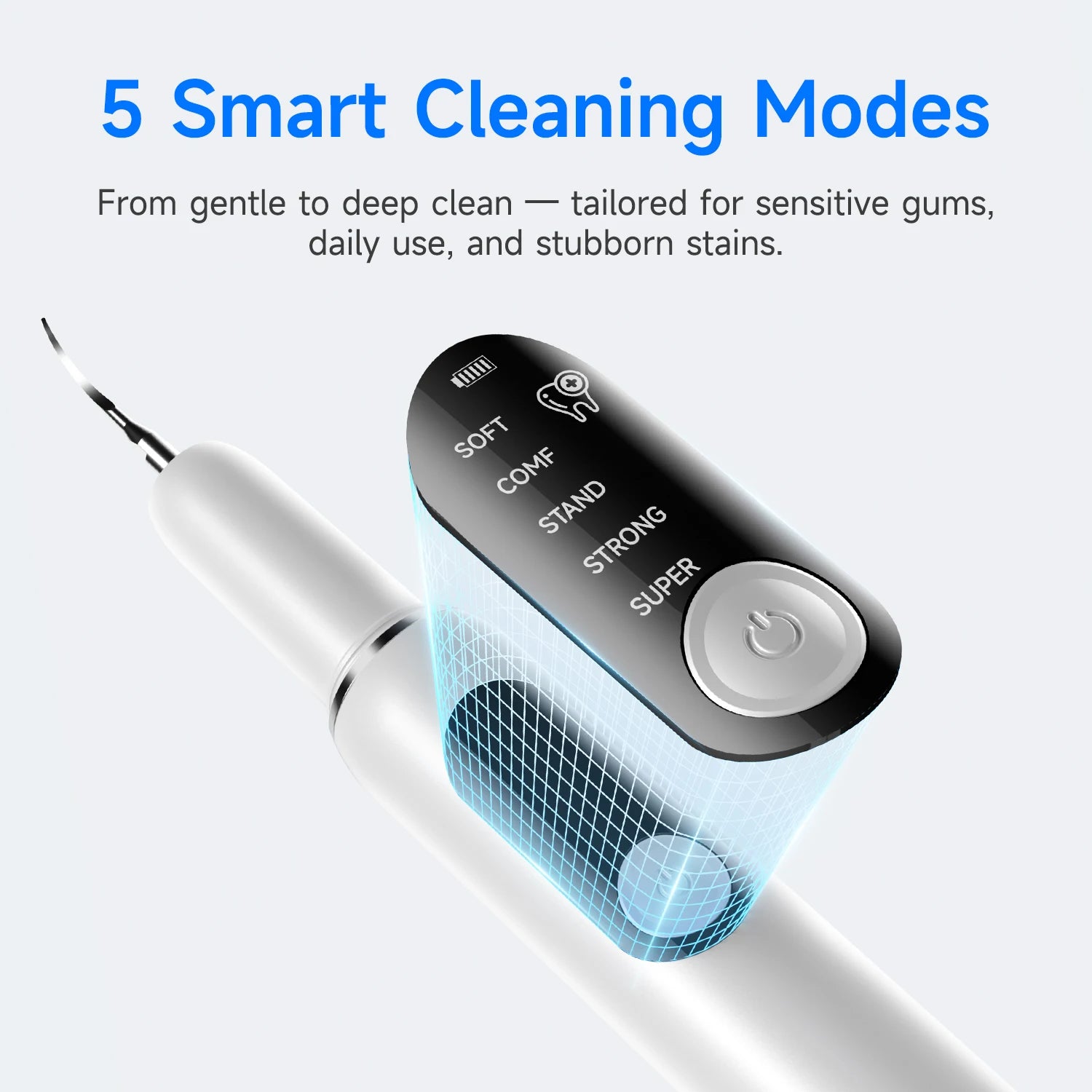CURVY MOON T6 Electric Ultrasonic High Frequency Vibrating Plaque Remover Tartar Eliminator Dental Stone Removal Tooth Cleaner