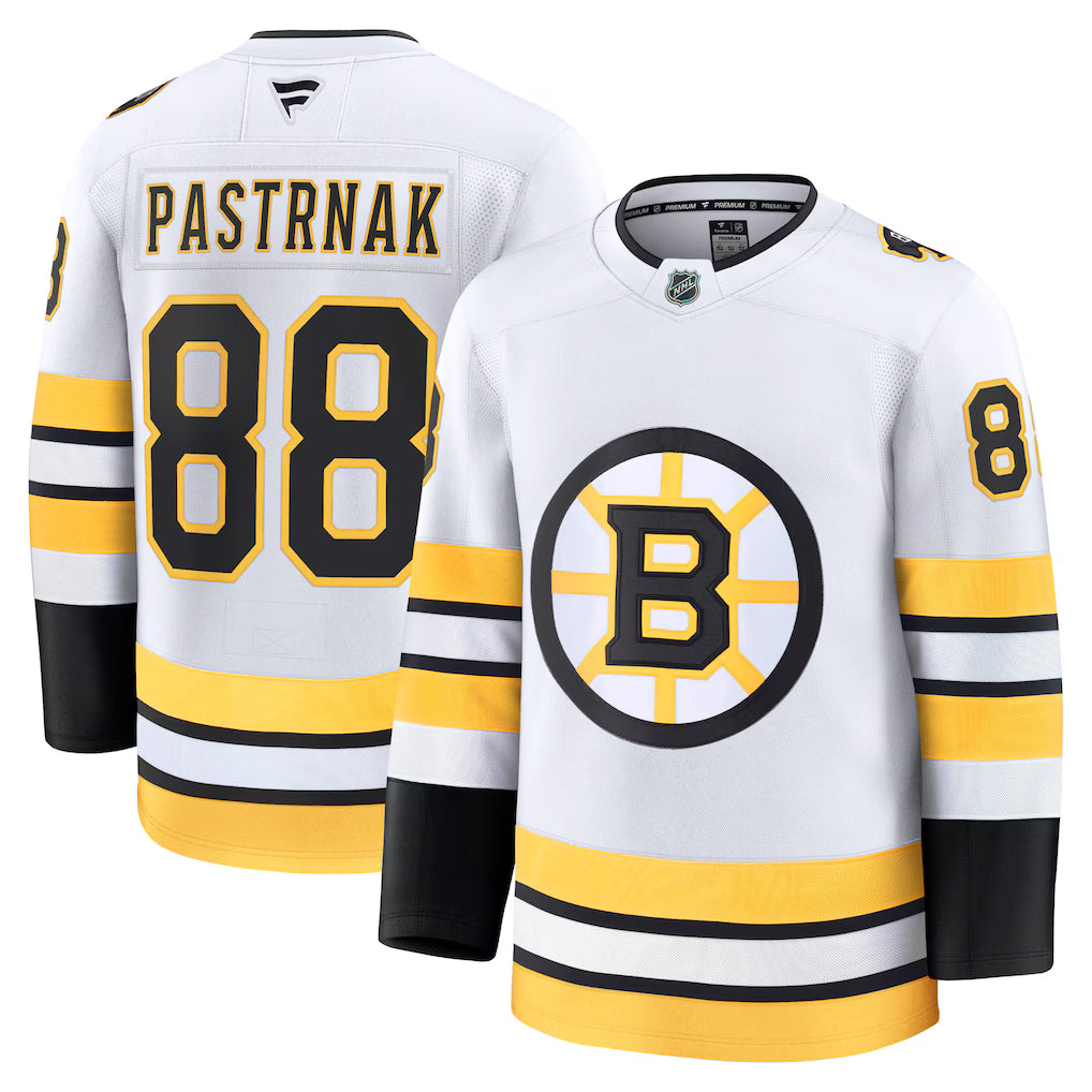 Boston Bruins David Pastrnak Jersey - NHL Fanatics Away Premium Player – White (USA Sourced)